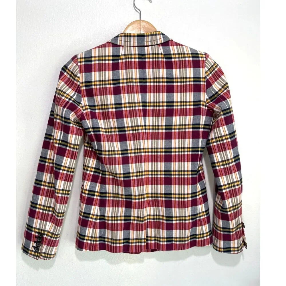 J. Crew Regent Blazer classic plaid red preppy business office accademia women00